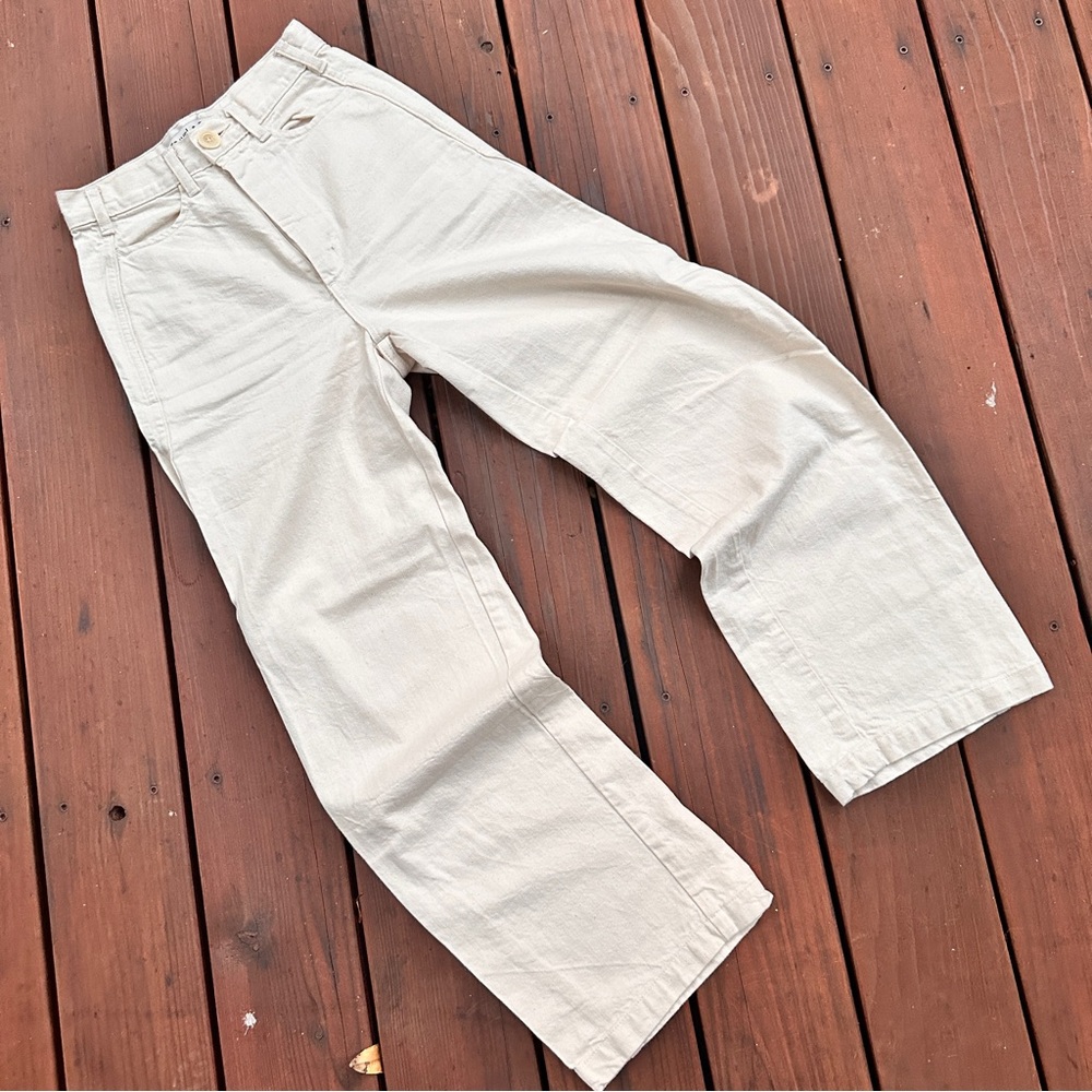 Elegant Cream Wide Leg Jeans